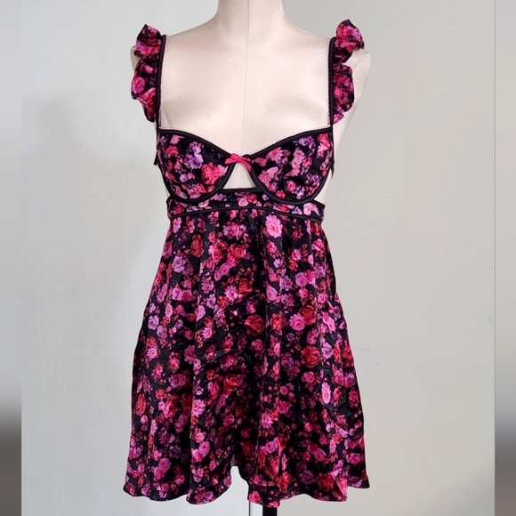 New!For Love and Lemons Lola Babydoll Mini Floral Dress - Picture 7 of 16